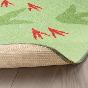 картинка ЙЭТТЕЛИК Ковер безворсовый, следы динозавров, зеленый, 100 см от магазина Wmart