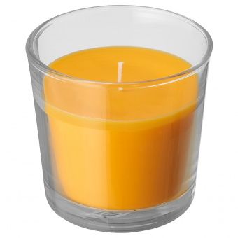 картинка СИНЛИГ Ароматическая свеча в стакане, Манго, желтый, 9 см от магазина Wmart