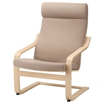 картинка ПОЭНГ Кресло, дубовый шпон, беленый, Шифтебу бежевый от магазина Wmart