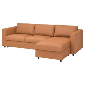 картинка VIMLE ВИМЛЕ 3-местный диван-кровать с козеткой - Гранн/Бумстад золотисто-коричневый от магазина Wmart