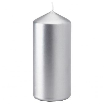 картинка FENOMEN ФЕНОМЕН Неароматич свеча формовая - серебристый 14 см от магазина Wmart