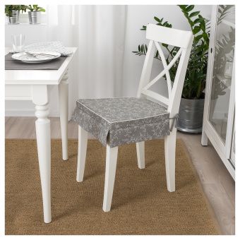 ЭЛЬСЭБЭТ Подушка на стул, серый, 43x42x4.0 см