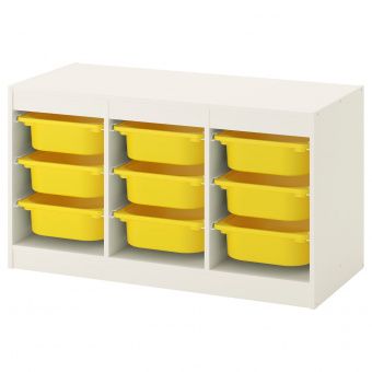 картинка TROFAST ТРУФАСТ Комбинация д/хранения+контейнеры - белый/желтый 99x44x56 см от магазина Wmart