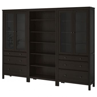 картинка HEMNES ХЕМНЭС Комб для хран с дверц/ящ - черно-коричневый 270x197 см от магазина Wmart