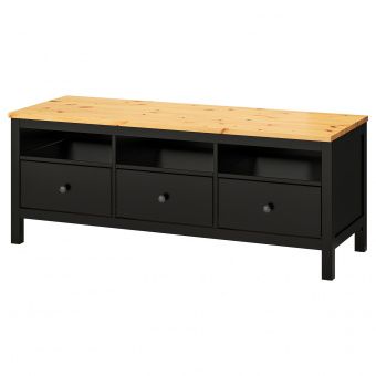 картинка HEMNES ХЕМНЭС Тумба под ТВ - черно-коричневый/светло-коричневый 148x47x57 см от магазина Wmart