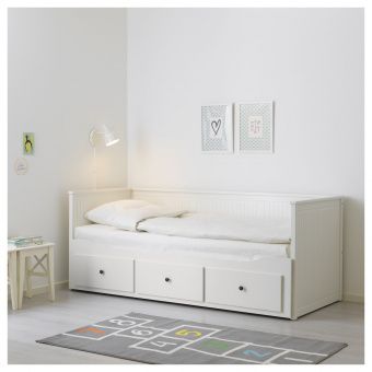 ХЕМНЭС Каркас кровати-кушетки с 3 ящиками, белый, 80x200 см