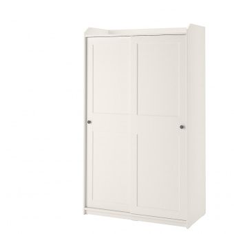 картинка ХАУГА Гардероб с раздвижными дверями, белый, 118x55x199 см от магазина Wmart