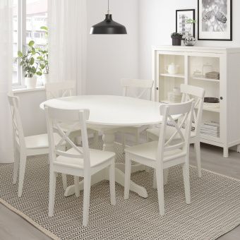 картинка ИНГАТОРП Раздвижной стол, белый, 110/155 см от магазина Wmart