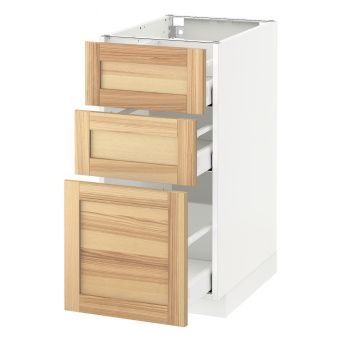 картинка METOD МЕТОД / MAXIMERA МАКСИМЕРА Напольный шкаф с 3 ящиками - белый/Торхэмн ясень 40x60 см от магазина Wmart