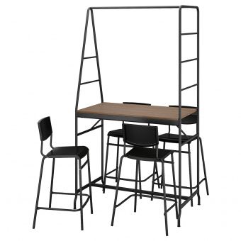 картинка HÅVERUD ХОВЕРЮД / STIG СТИГ Стол и 4 табурета - черный/черный 105 см от магазина Wmart
