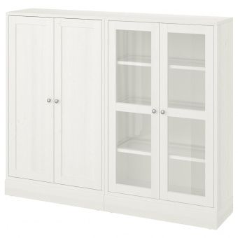 картинка HAVSTA ХАВСТА Комбинация для хранения с сткл двр - белый 162x37x134 см от магазина Wmart