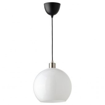 картинка JÄRPLIDEN ЭРПЛИДЕН Подвесной светильник - белый стекло/никелированный 30 см от магазина Wmart
