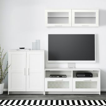 картинка БРИМНЭС Шкаф для ТВ, комбинация, белый, 198x41x190 см от магазина Wmart