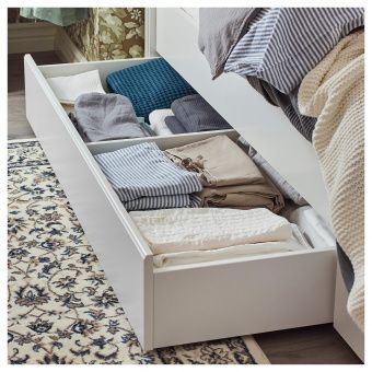 картинка СОНГЕСАНД Каркас кровати с 2 ящиками, белый, Лонсет, 140x200 см от магазина Wmart