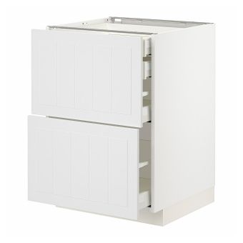 картинка METOD МЕТОД / MAXIMERA МАКСИМЕРА Напольн шк 2фасада/2низ/1срд/1вс ящ - белый/Стенсунд белый 60x60 см от магазина Wmart