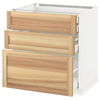 картинка METOD МЕТОД / MAXIMERA МАКСИМЕРА Нплн шк 3 фрнт/2нзк/1срд/1вс ящ - белый/Торхэмн ясень 80x60 см от магазина Wmart