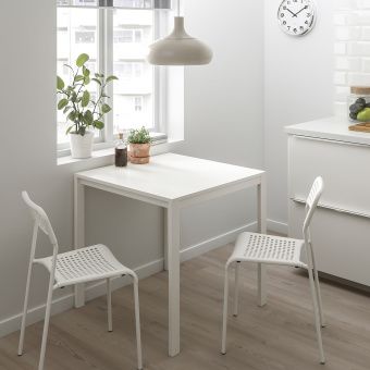 МЕЛЬТОРП / АДДЕ Стол и 2 стула, белый, 75 см