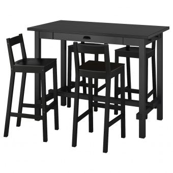 картинка НОРДВИКЕН / НОРДВИКЕН Барн стол+4 барн стула, черный, черный от магазина Wmart