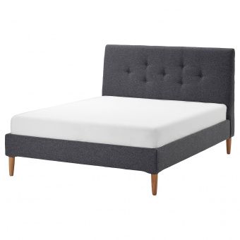 картинка IDANÄS ИДАНЭС Каркас кровати с обивкой - Гуннаред темно-серый 160x200 см от магазина Wmart