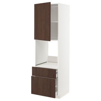 картинка METOD МЕТОД / MAXIMERA МАКСИМЕРА Выс шк д/дхвк+двр/2фрнт/1срд/1вс ящ - белый/Синарп коричневый 60x60x200 см от магазина Wmart