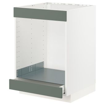 картинка METOD МЕТОД / MAXIMERA МАКСИМЕРА Напол шк д/вароч панели+духовки/ящ - белый/Бодарп серо-зеленый 60x60 см от магазина Wmart