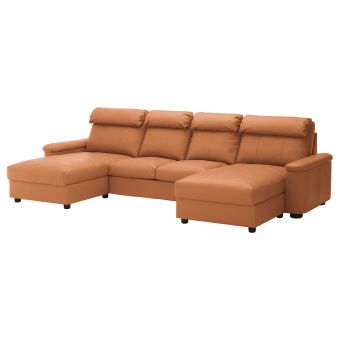 ЛИДГУЛЬТ 4-местный диван, с козеткой, Гранн/Бумстад золотисто-коричневый