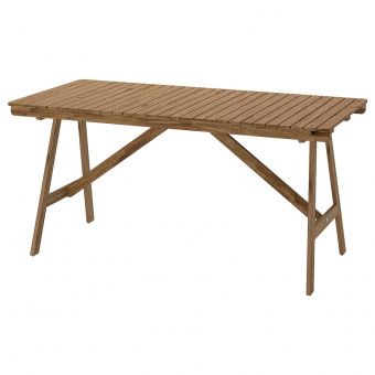 ФАЛЬХОЛЬМЕН Садовый стол, светло-коричневая морилка серо-коричневый, 153x73 см