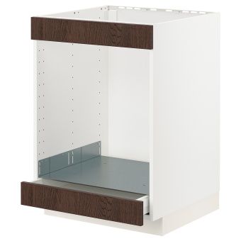картинка METOD МЕТОД / MAXIMERA МАКСИМЕРА Напол шк д/вароч панели/духовки/ящ - белый/Синарп коричневый 60x60 см от магазина Wmart