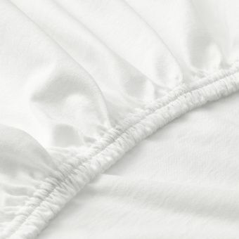 картинка ЛЕН Простыня натяжная, белый, 80x130 см от магазина Wmart