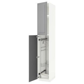 картинка METOD МЕТОД Выс шк с отд д/акс д/убрк - белый/Будбин серый 40x60x240 см от магазина Wmart