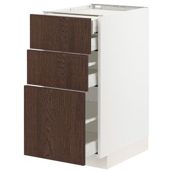 картинка METOD МЕТОД / MAXIMERA МАКСИМЕРА Нплн шк 3 фасада/2низ/1срд/1выс ящ - белый/Синарп коричневый 40x60 см от магазина Wmart