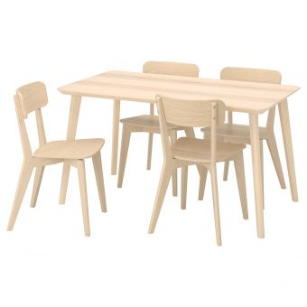картинка ЛИСАБО / ЛИСАБО Стол и 4 стула, ясеневый шпон, ясень, 140x78 см от магазина Wmart