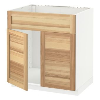 картинка METOD МЕТОД Шкаф под мойку/2 двери/фасад - белый/Торхэмн ясень 80x60 см от магазина Wmart