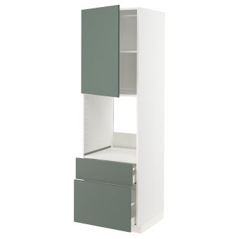 картинка METOD МЕТОД / MAXIMERA МАКСИМЕРА Выс шк д/дхвк+двр/2фрнт/1срд/1вс ящ - белый/Бодарп серо-зеленый 60x60x200 см от магазина Wmart