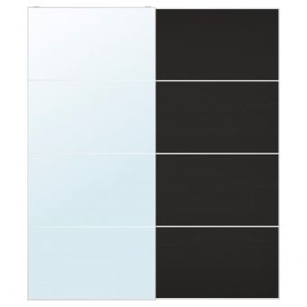 картинка АУЛИ / МЕХАМН Пара раздвижных дверей, зеркальное стекло, под мореный ясень, черно-коричневый, 200x236 см от магазина Wmart