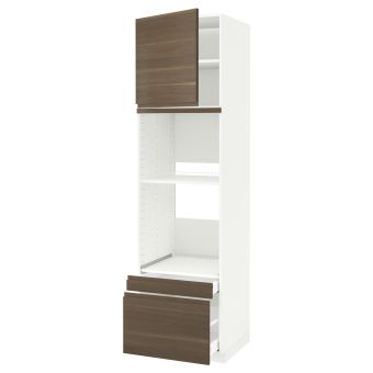 картинка METOD МЕТОД / MAXIMERA МАКСИМЕРА Выс шкаф д/дхвк/комб дхвк+двр/2ящ - белый/Воксторп под грецкий орех 60x60x220 см от магазина Wmart