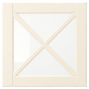 БУДБИН Стеклянная дверца с переплетом, белый с оттенком, 40x40 см