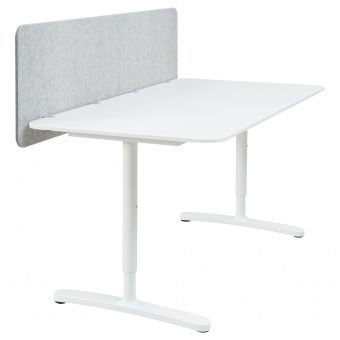 картинка БЕКАНТ Стол с экраном, белый, серый, 160x80 48 см от магазина Wmart