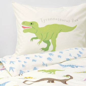 картинка ЙЭТТЕЛИК Пододеяльник и 1 наволочка, динозавры, белый, 150x200/50x70 см от магазина Wmart
