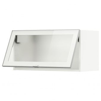картинка METOD МЕТОД Навесной горизонтальный шкаф/дверца - белый/Ютис матовое стекло 80x40 см от магазина Wmart