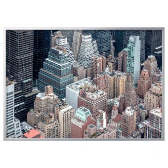 картинка БЬЁРКСТА Картина с рамой, Нью-Йорк с высоты, цвет алюминия, 200x140 см от магазина Wmart