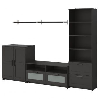 картинка БРИМНЭС / БЕРГСХУЛЬТ Шкаф для ТВ, комбинация, черный, 258x41x190 см от магазина Wmart