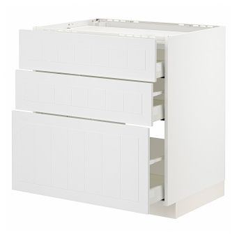 картинка METOD МЕТОД / MAXIMERA МАКСИМЕРА Шкаф д/варочной панели/3фасада/3ящ - белый/Стенсунд белый 80x60 см от магазина Wmart