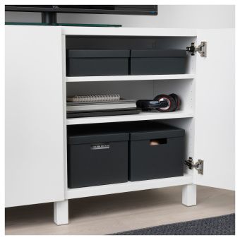 ТЬЕНА Коробка с крышкой, черный, 25x35x20 см