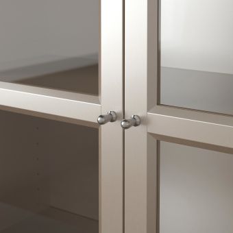 картинка БИЛЛИ Шкаф книжный со стеклянными дверьми, серый, эффект «металлик», 80x30x202 см от магазина Wmart
