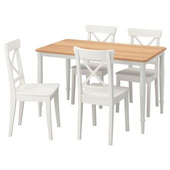 картинка ДАНДЭРЮД / ИНГОЛЬФ Стол и 4 стула, белый, белый, 130x80 см от магазина Wmart
