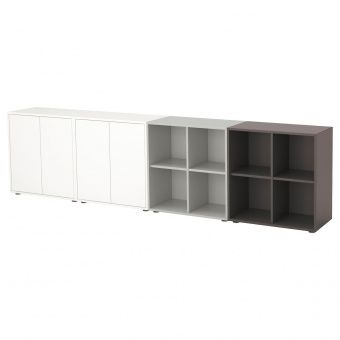 ЭКЕТ Комбинация шкафов с ножками, белый/светло-серый, темно-серый, 280x35x72 см