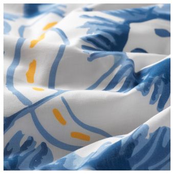 СОНГЛЭРКА Пододеяльник и 1 наволочка, бабочка, белый синий, 150x200/50x70 см