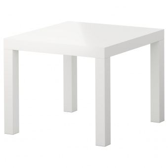 ЛАКК Придиванный столик, глянцевый белый, 55x55 см