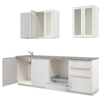 картинка METOD МЕТОД Кухня - белый/Рингульт светло-серый 240x60x228 см от магазина Wmart